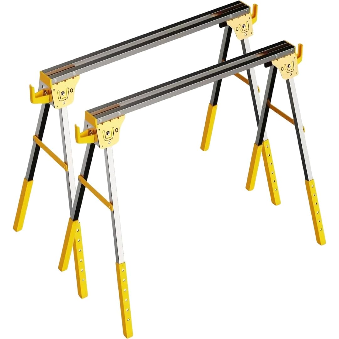 Heavy Duty Folding Sawhorses 2-Pack with 6 Height Adjustments S2464
