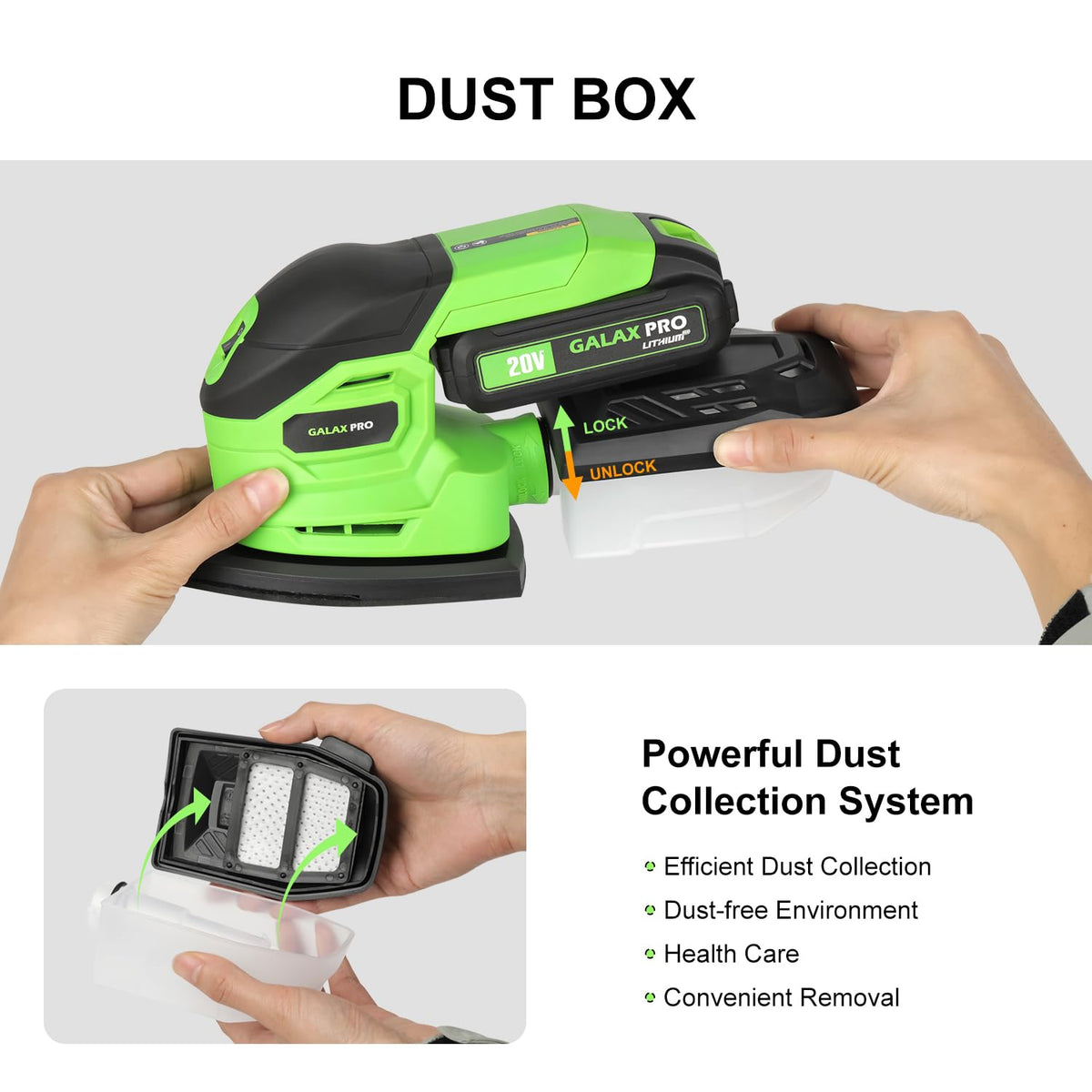 Cordless Detail Sander 2.0Ah Battery, 20 Pcs Sandpapers V228