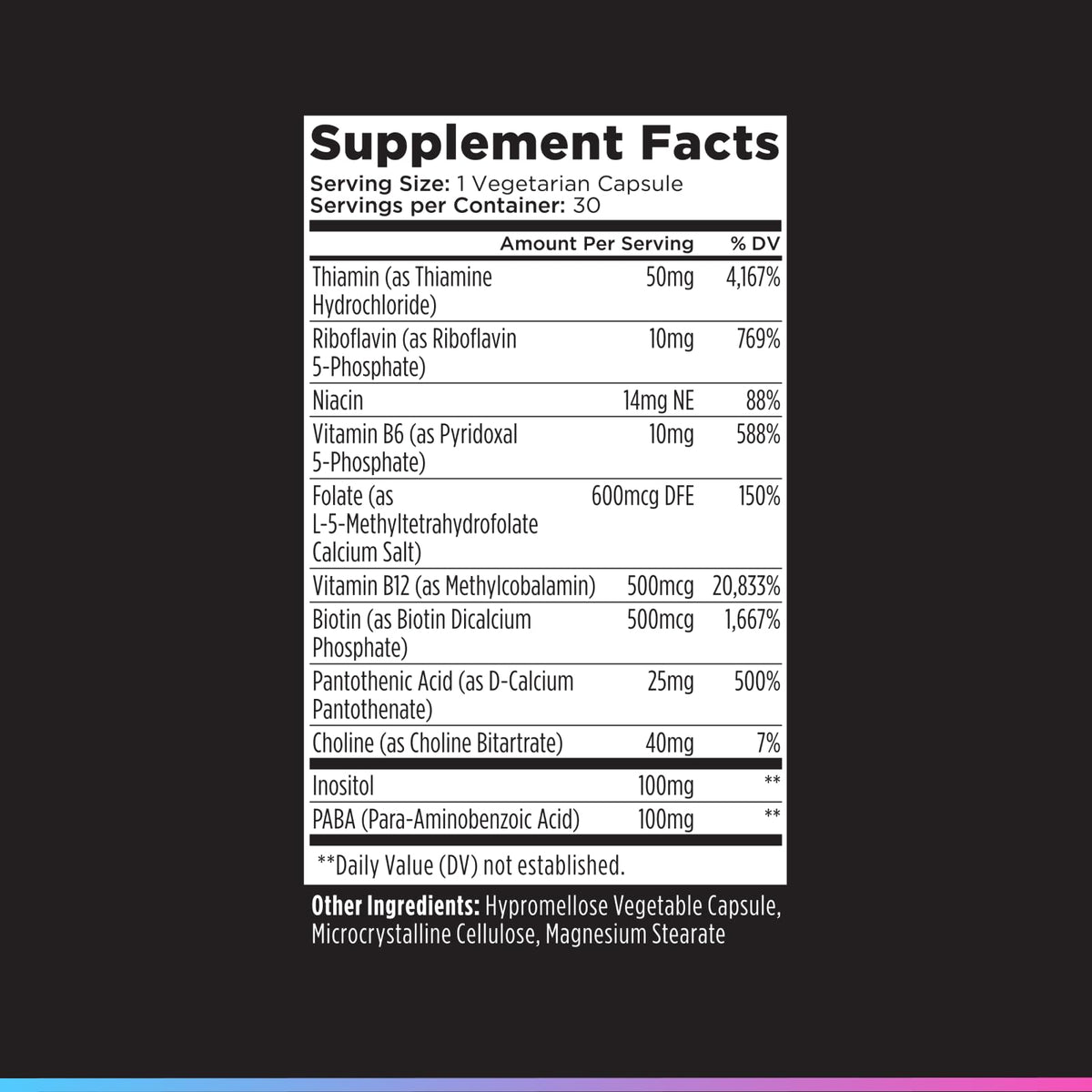 Vitamin B Complex Supplement 30 Capsules X707
