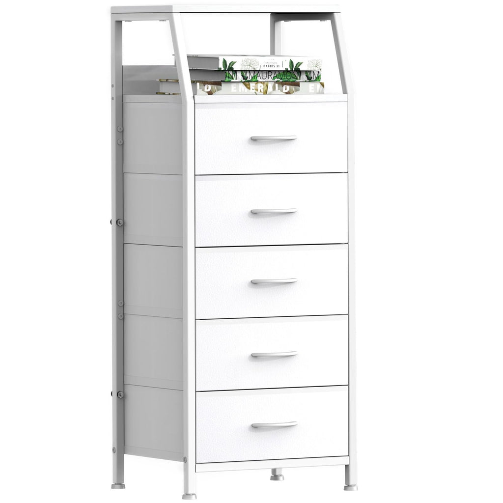 White 5 Drawer Fabric Dresser Y4105