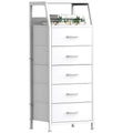 White 5 Drawer Fabric Dresser Y4105