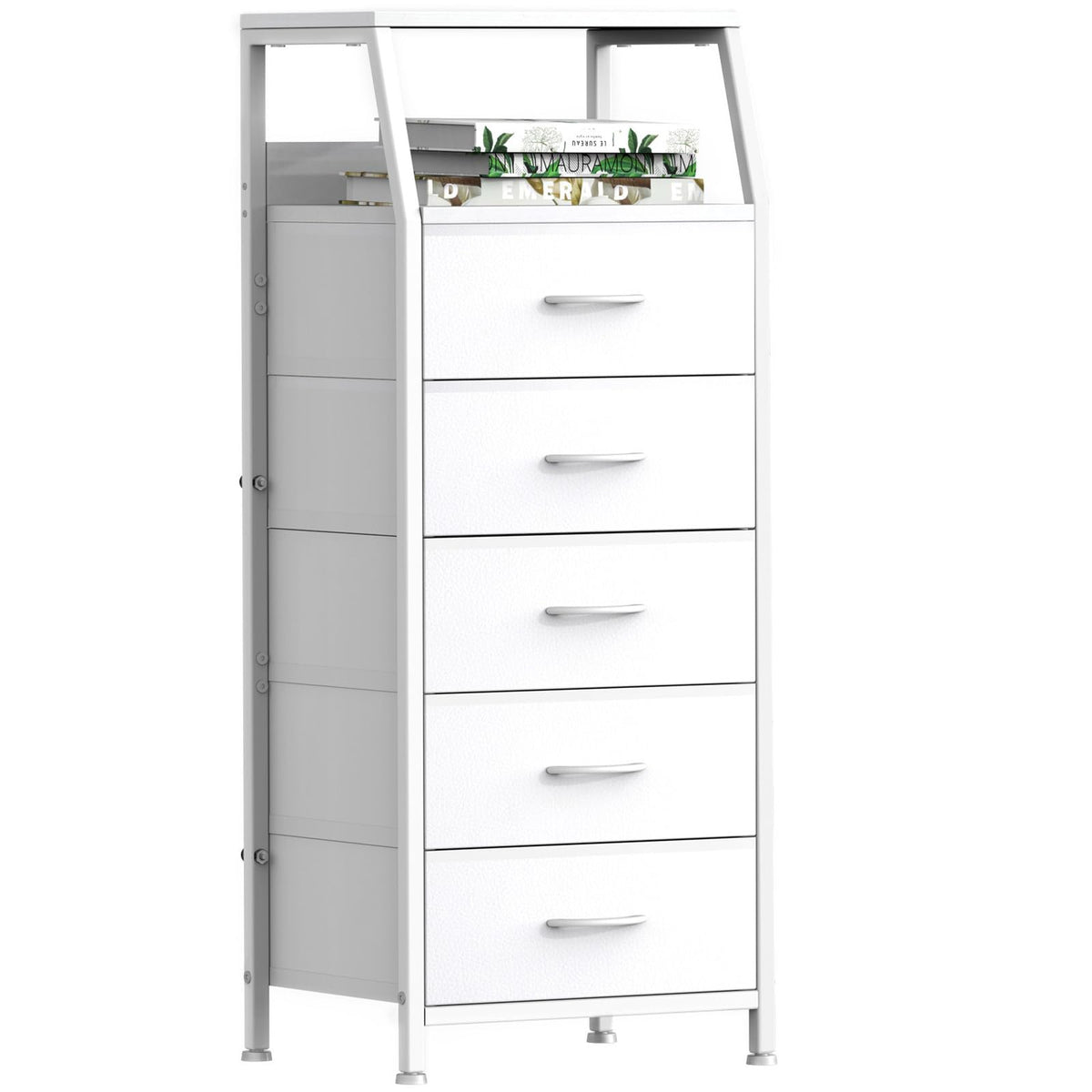White 5 Drawer Fabric Dresser Y4105