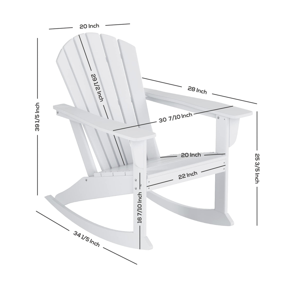 Navy Blue Poly Plastic Adirondack Rocking Chair V358583