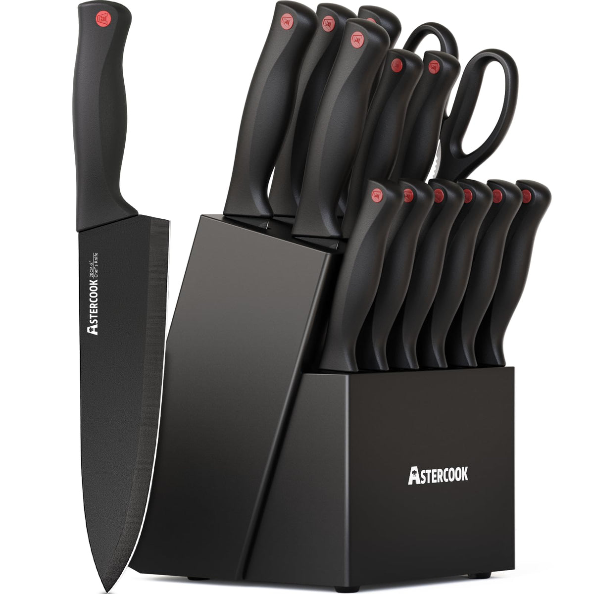 15 Pc German Knife Set with Block and Sharpener F257464