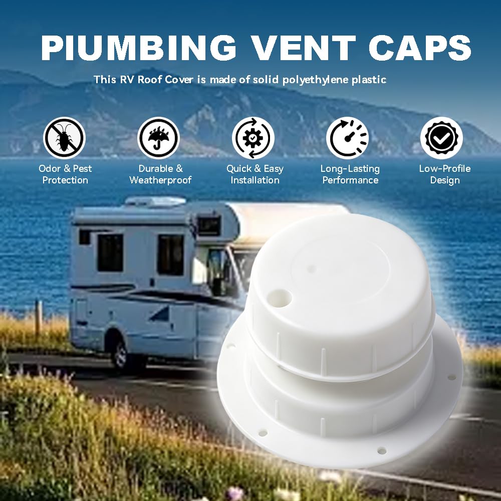 RV Plumbing Vent Caps Replacement Plastic Roof Cover 1 to 2 3/8 Inch Pipe S820