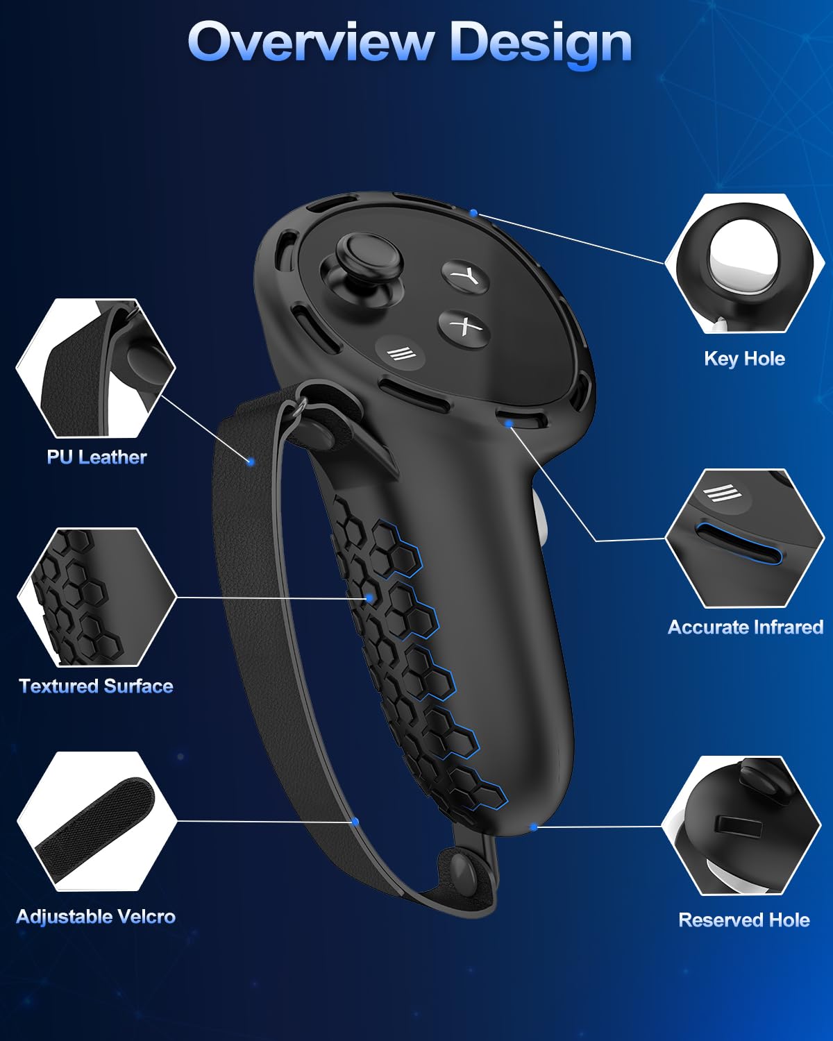 Silicone Controller Grip Cover with Non-Slip Thumbstick Covers Black Z647