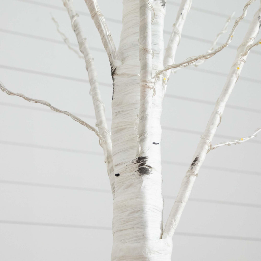 7-FT Pre-lit Artificial White Birch Tree with LED Lights M21018