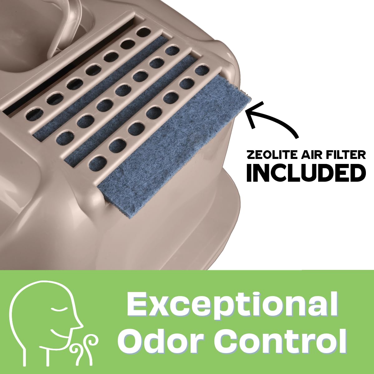 Large Enclosed Sifting Cat Pan with Odor Door, Hooded, Beige Z245