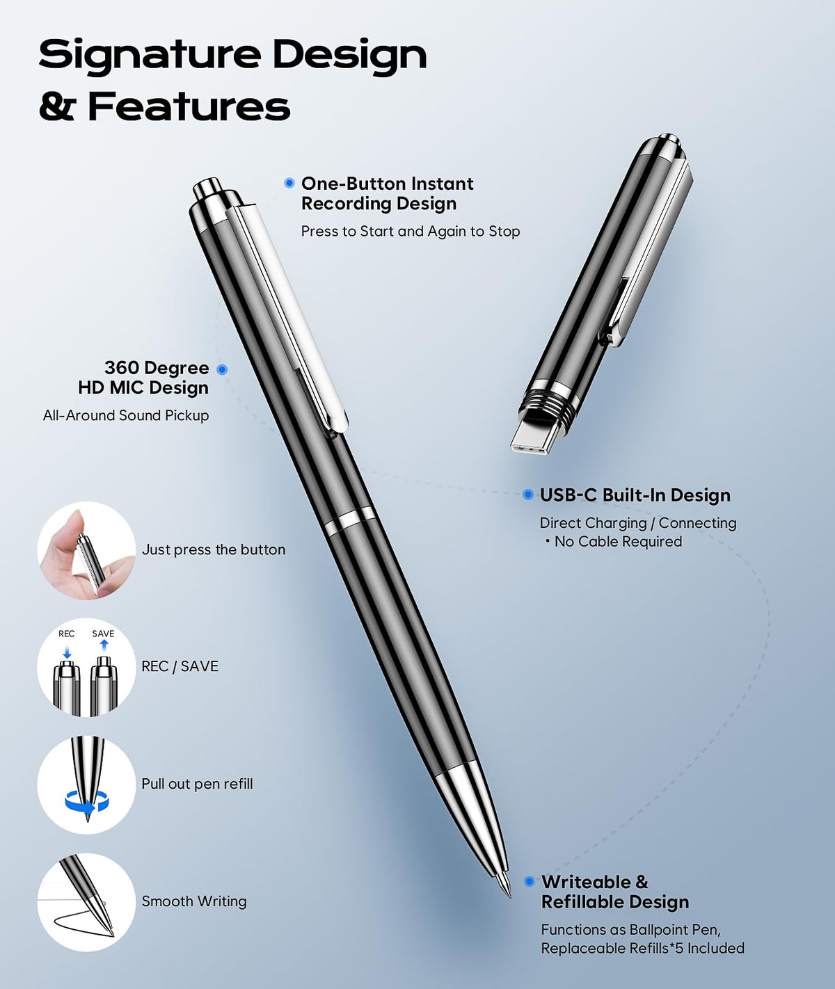Voice Recorder with USB Type-C Playback H6346