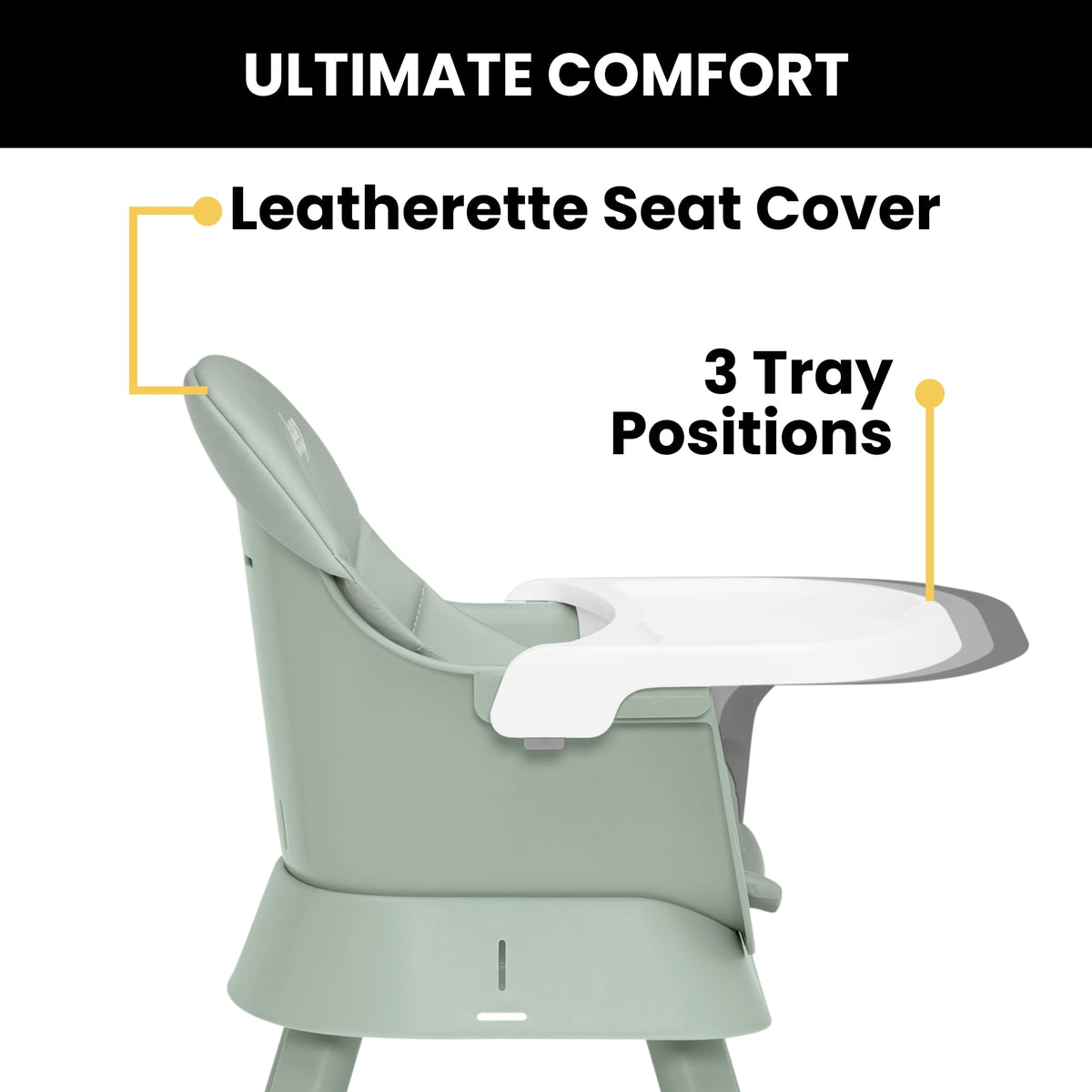 6-in-1 High Chair Converts to Stool Booster Seat Toddler Chair Activity Table and Desk and Chair Sage Green Q35311