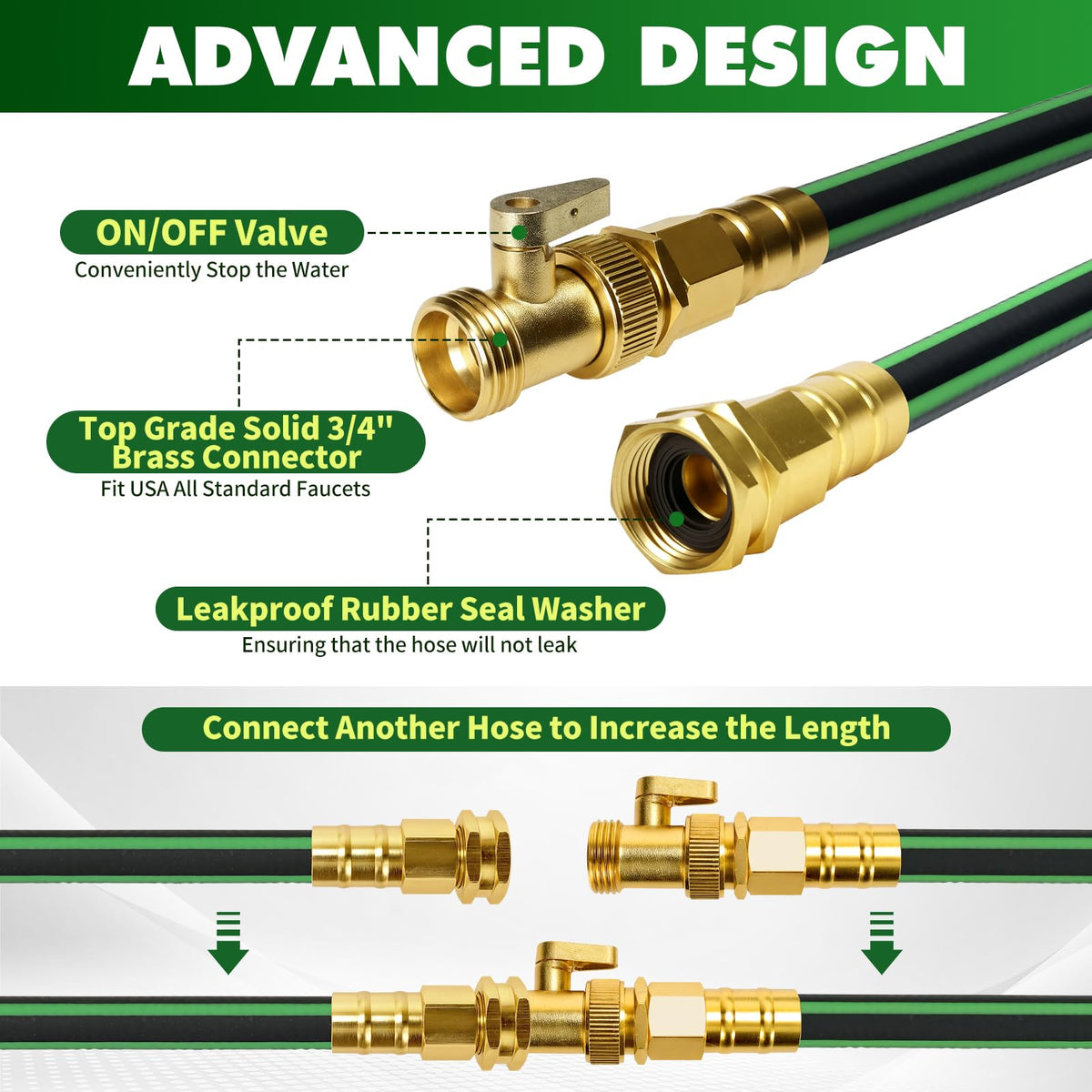 100FT Flexible No Kink Garden Hose with 10 Function Spray Nozzle V29060