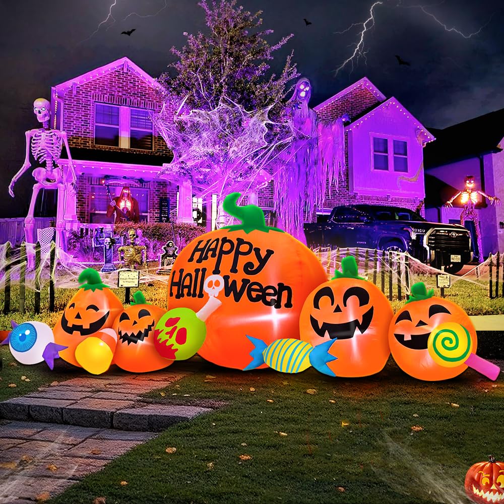 8FT Inflatable Pumpkin Outdoor Decoration with LED K55269
