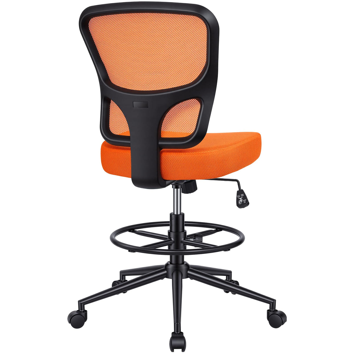 Armless Adjustable Height Mesh Drafting Chair with Foot Ring & Wheels S37941
