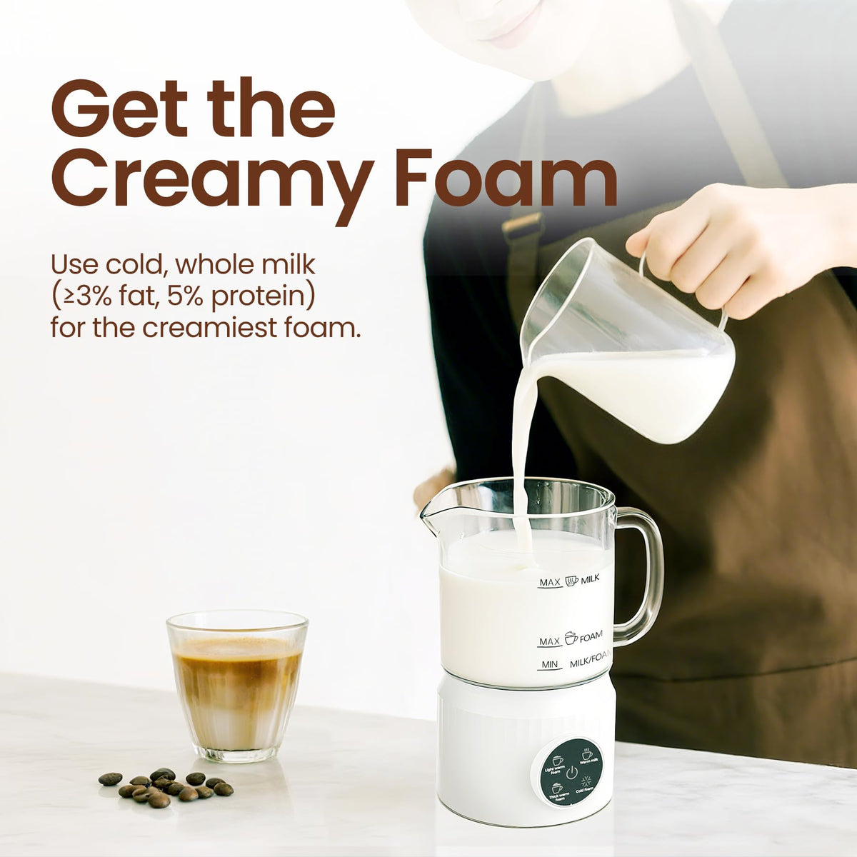 4-in-1 Electric Milk Frother and Steamer 13.52oz Z947098