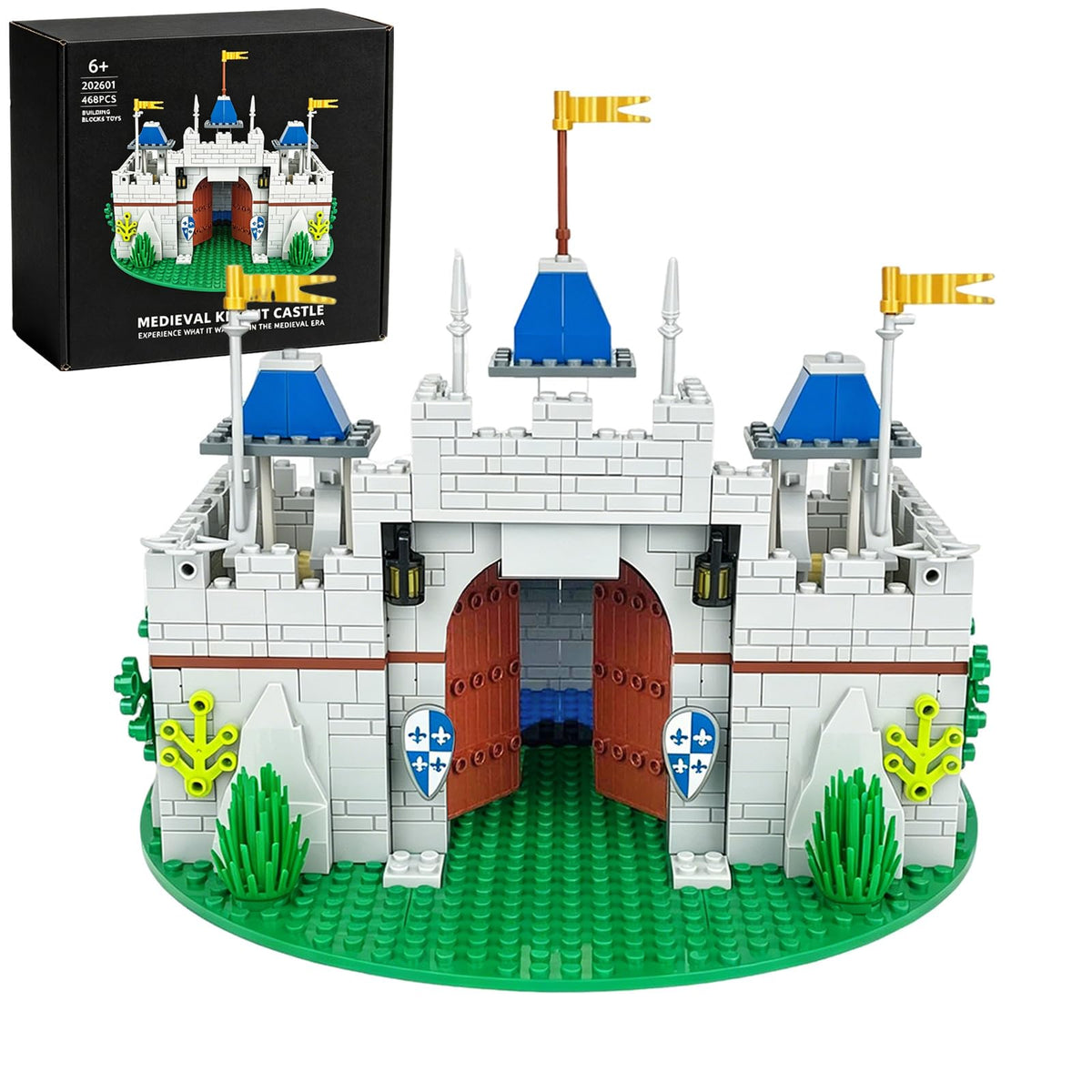 Medieval Knight Castle Building Blocks Set with 12 Knights Figures T845445