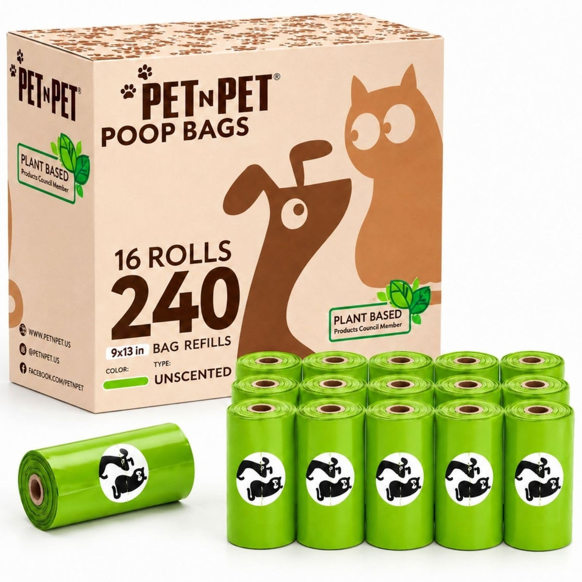 240 Count Plant Based Leak Proof Poop Bags M502539