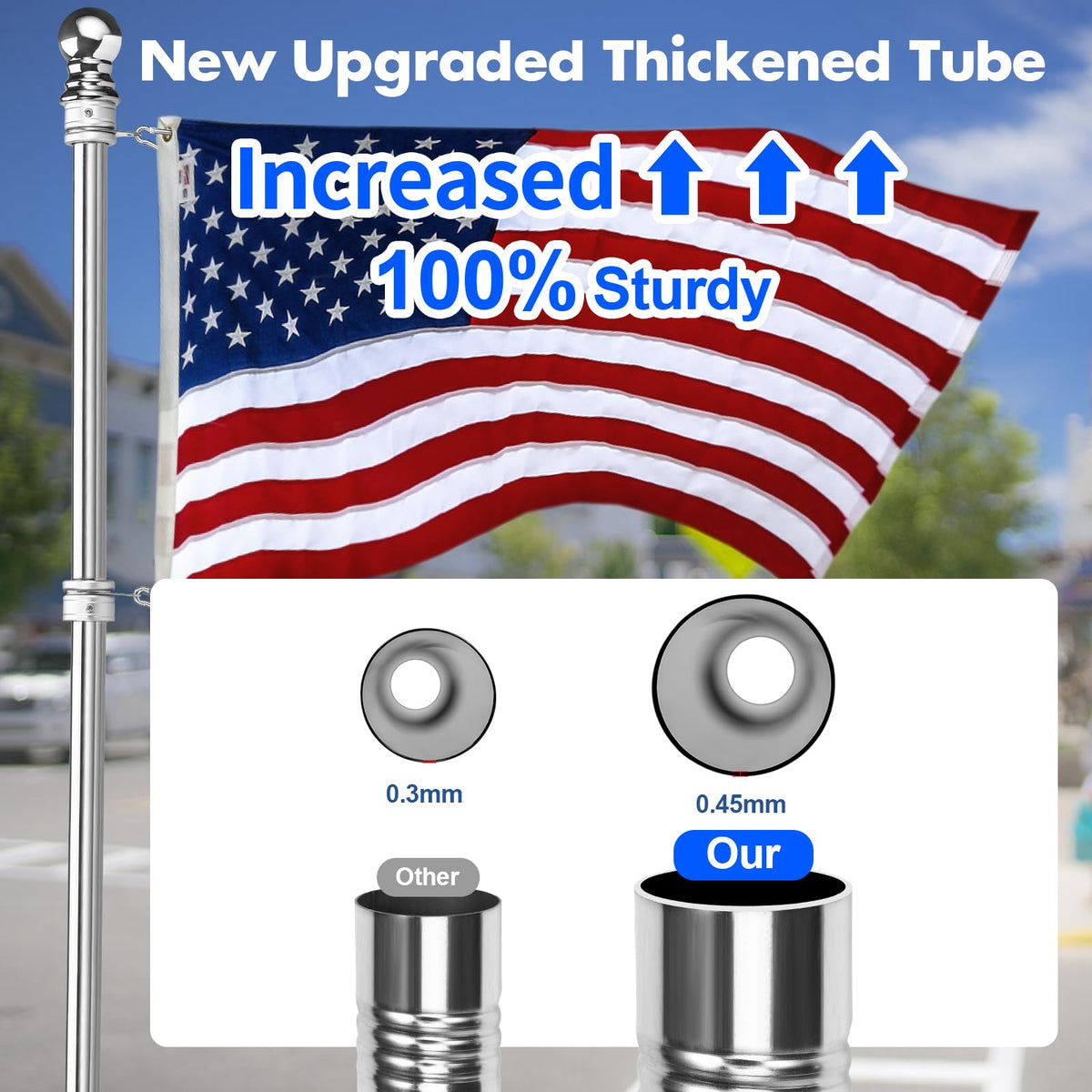Stainless Steel 6 FT Flag Pole Kit H624