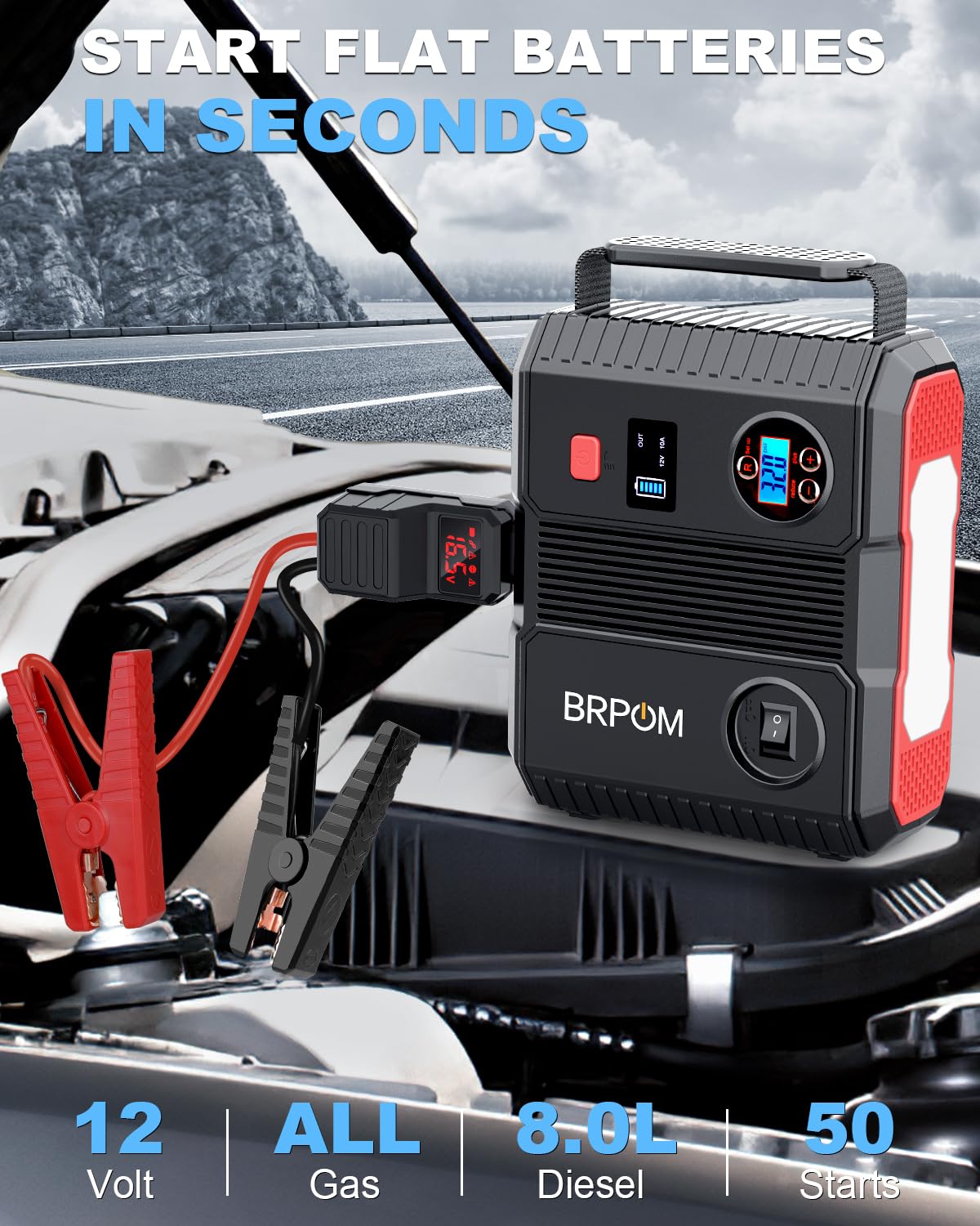 Car Jump Starter with Air Compressor 9000A Peak 26800mah 160PSI 12V I65522