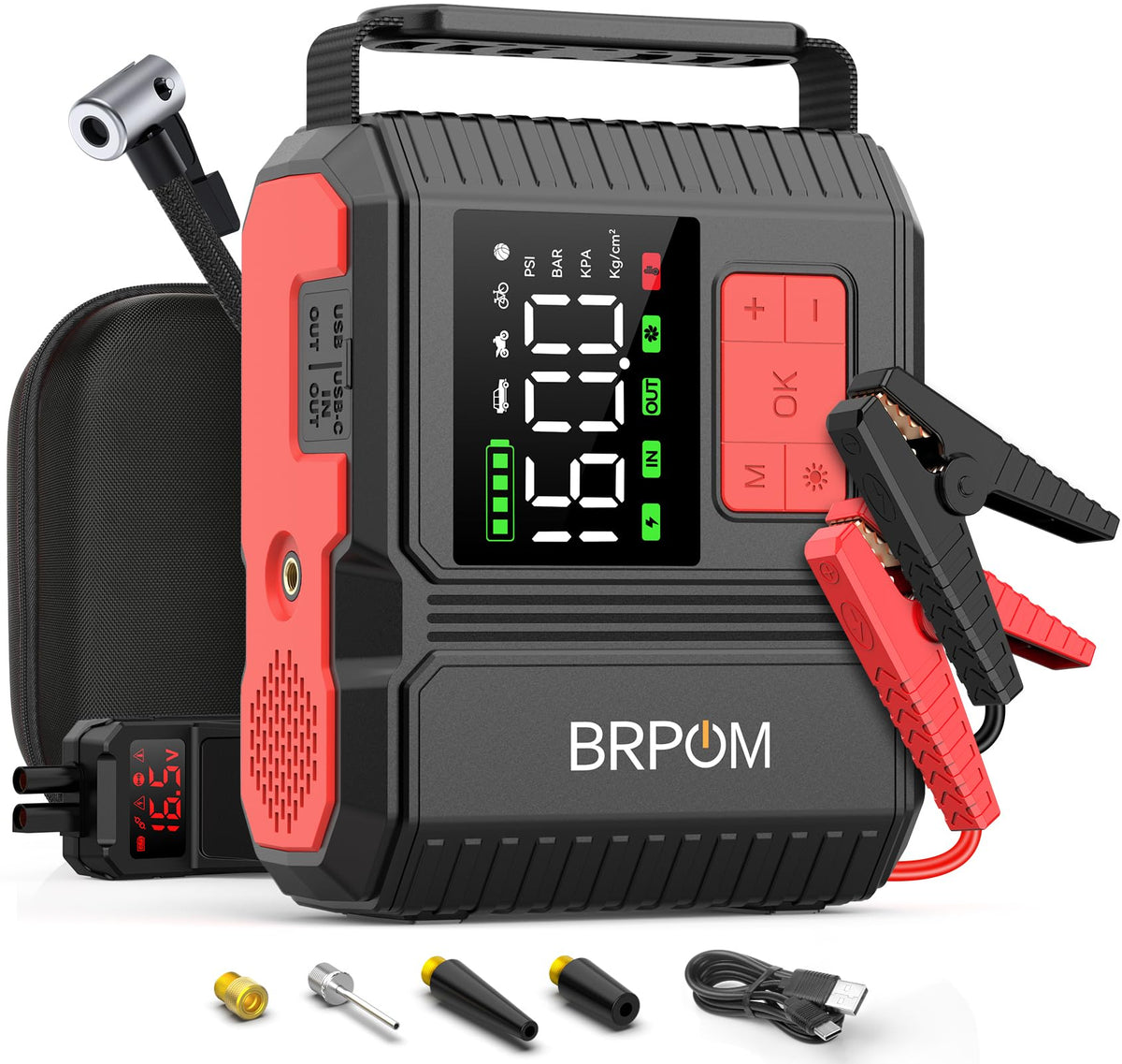 Car Jump Starter with Air Compressor 9000A Peak 26800mah 160PSI 12V I65522