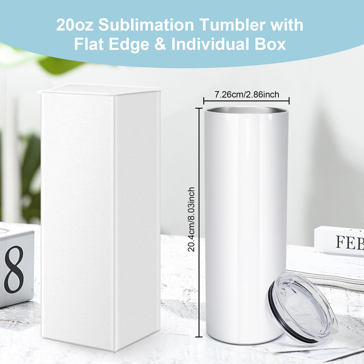 10pcs 20oz Sublimation Tumblers Stainless Steel Blanks Cups Z751825