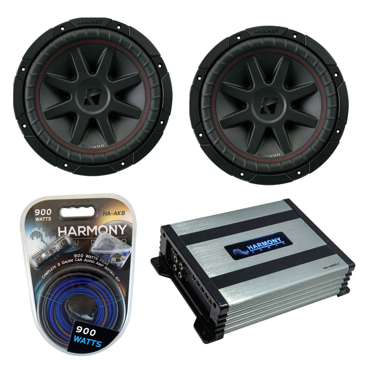 10" Subwoofer Pair with Amp Combo Wire Kit C886445