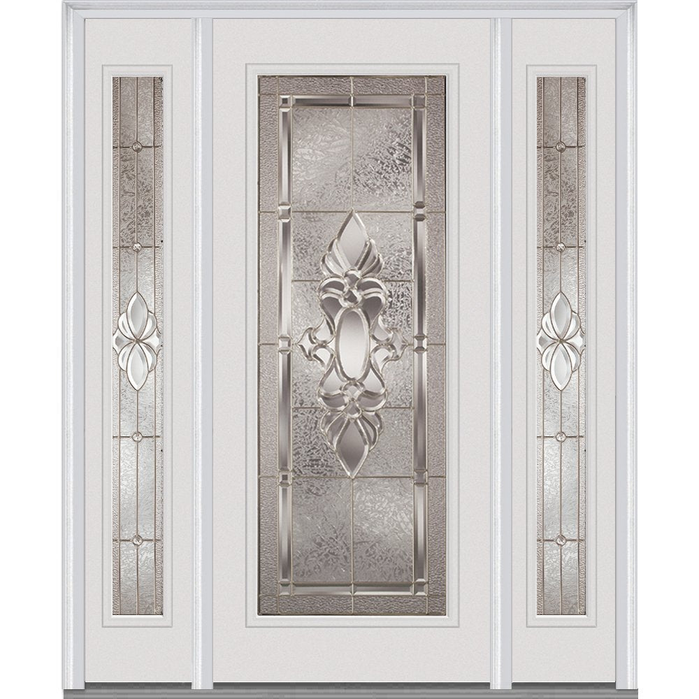Steel Brilliant White Left Hand In-swing Exterior Prehung Door 36"x80" with 14" Sidelites P15825