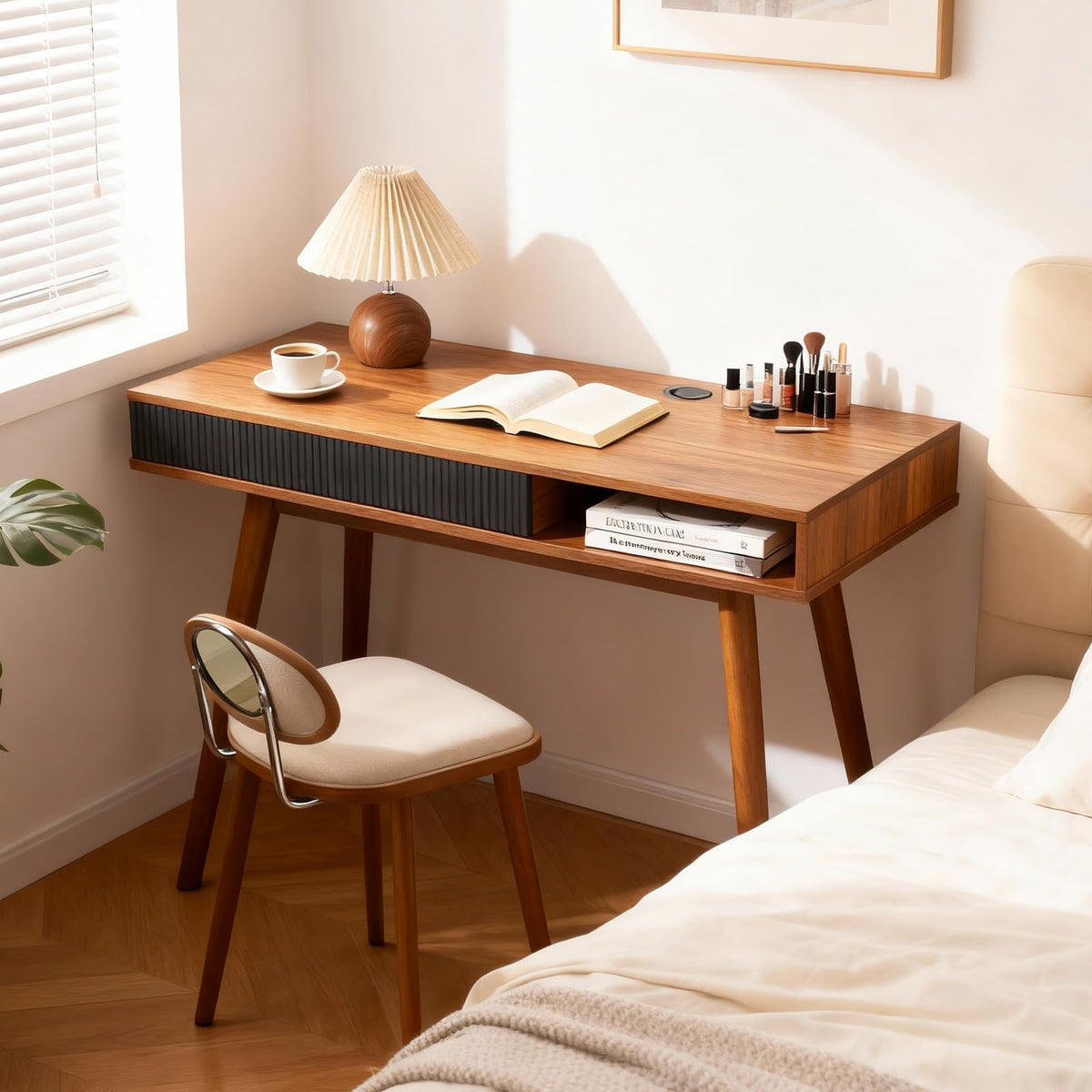 Walnut Wood Desk with Drawer K71254