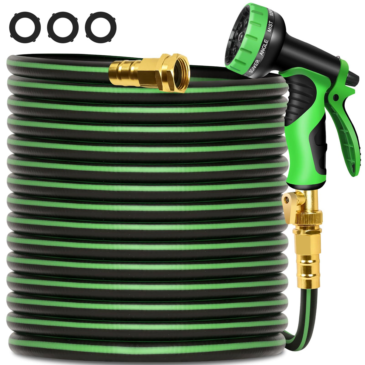 100FT Flexible No Kink Garden Hose with 10 Function Spray Nozzle V29060
