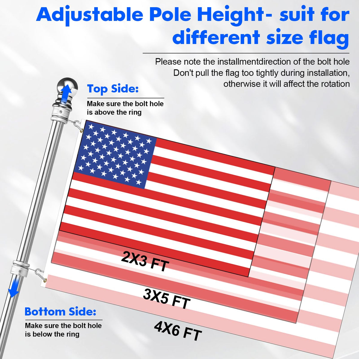 Stainless Steel 6 FT Flag Pole Kit H624