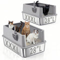2 Pack 28" Extra Large Stainless Steel Cat Litter Boxes with Lid J92916