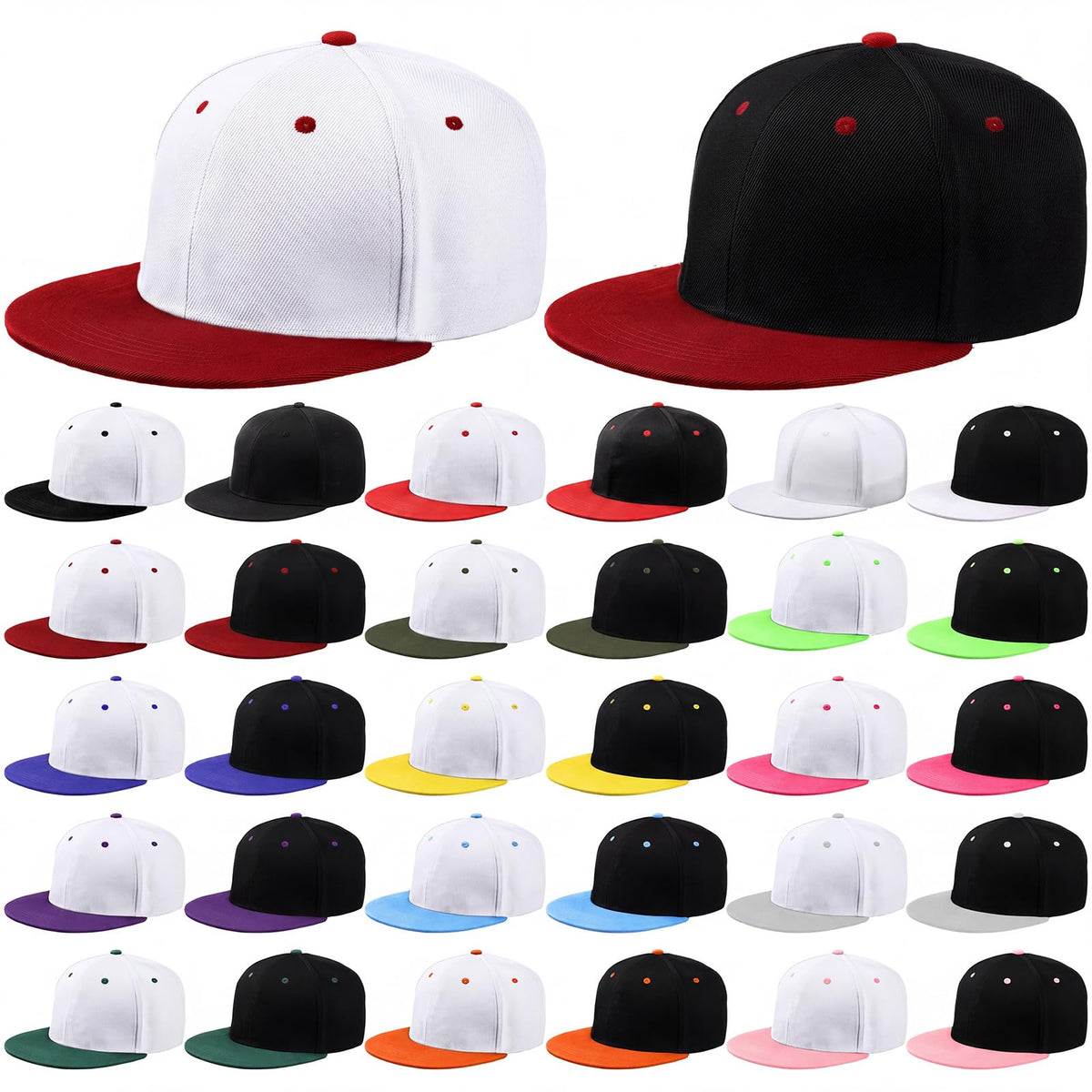 30 Pcs Flat Cap Baseball Caps T18749
