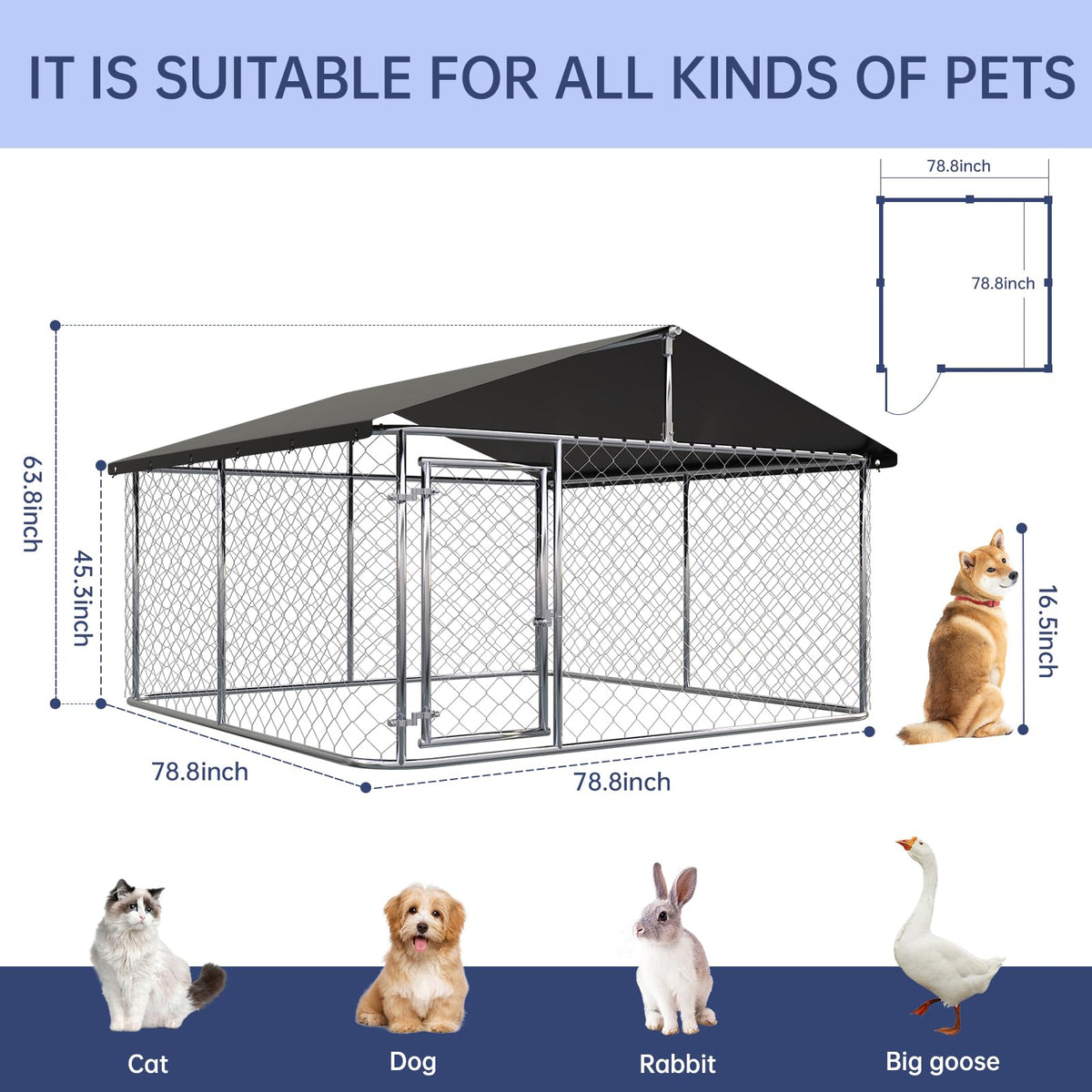 Heavy Duty Steel Dog Kennel with Secure Lock Q893