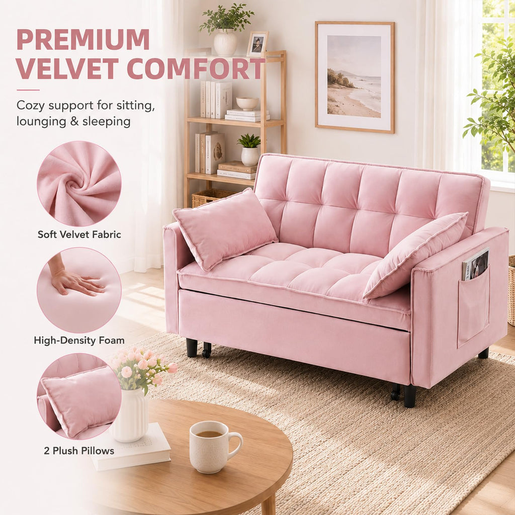 Velvet Convertible Sofa Bed B531