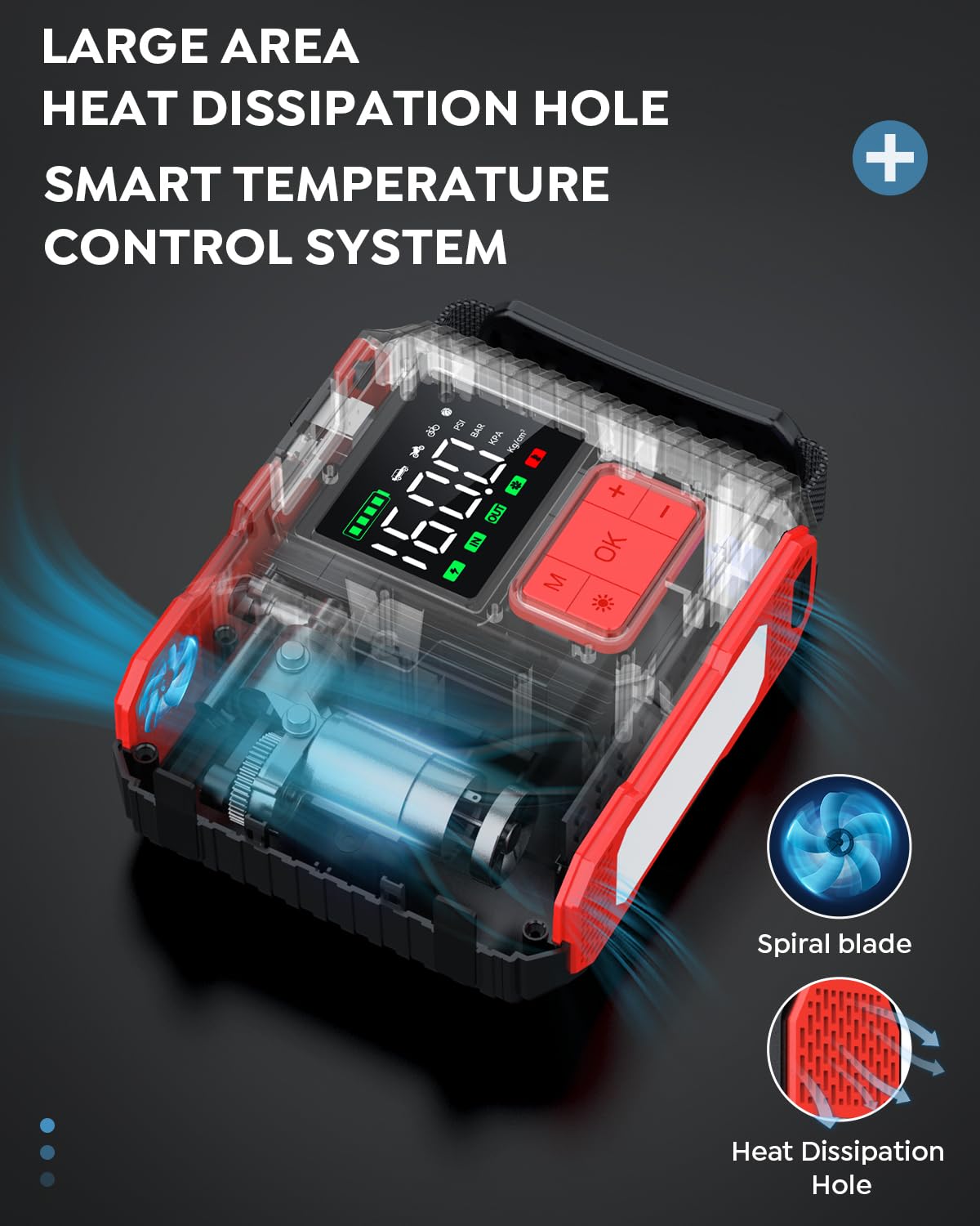 Car Jump Starter with Air Compressor 9000A Peak 26800mah 160PSI 12V I65522