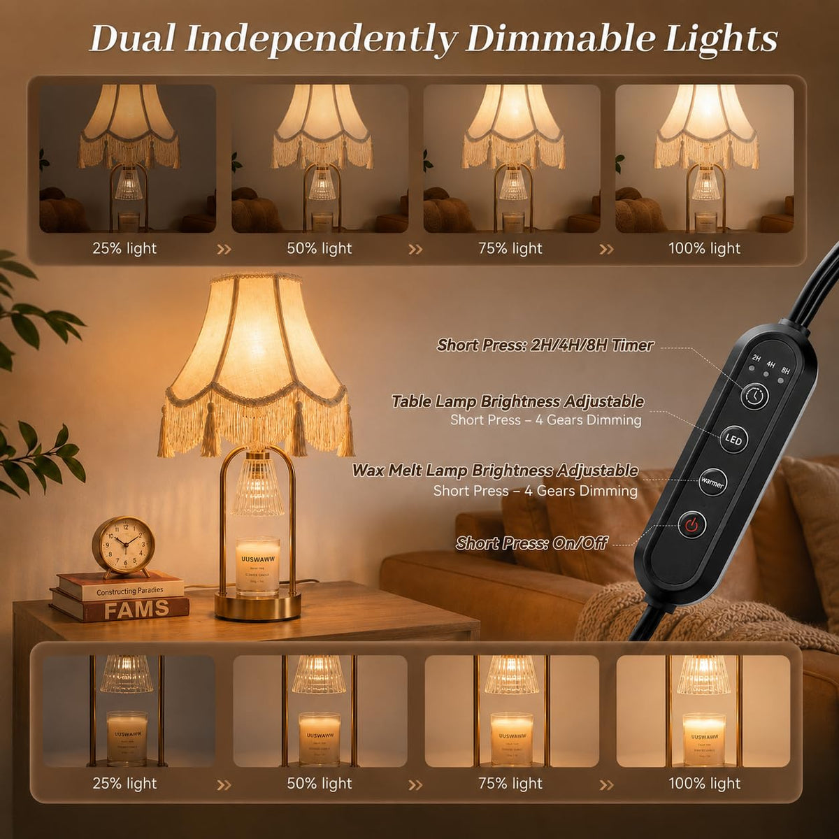 Dimmable Table Lamp and Candle Warmer Set of 2 K445