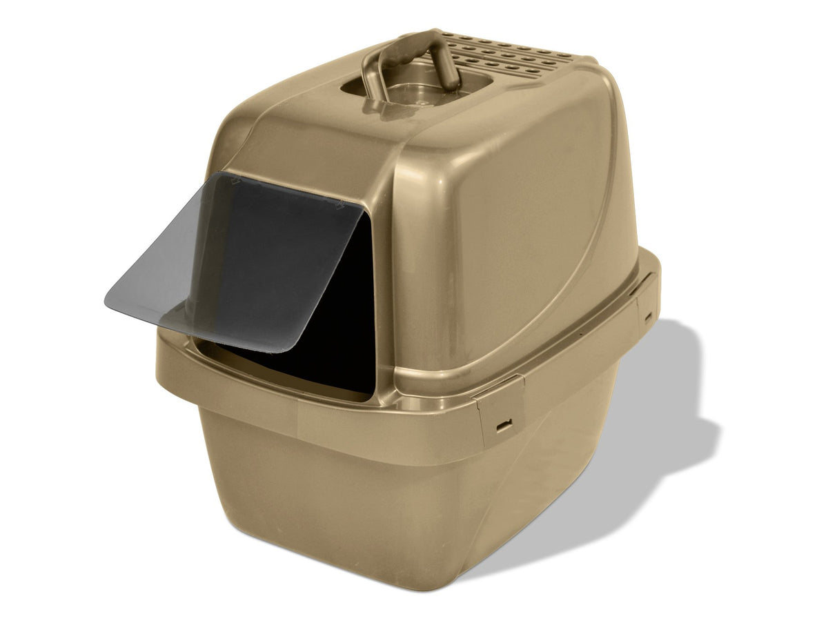 Large Enclosed Sifting Cat Pan with Odor Door, Hooded, Beige Z245