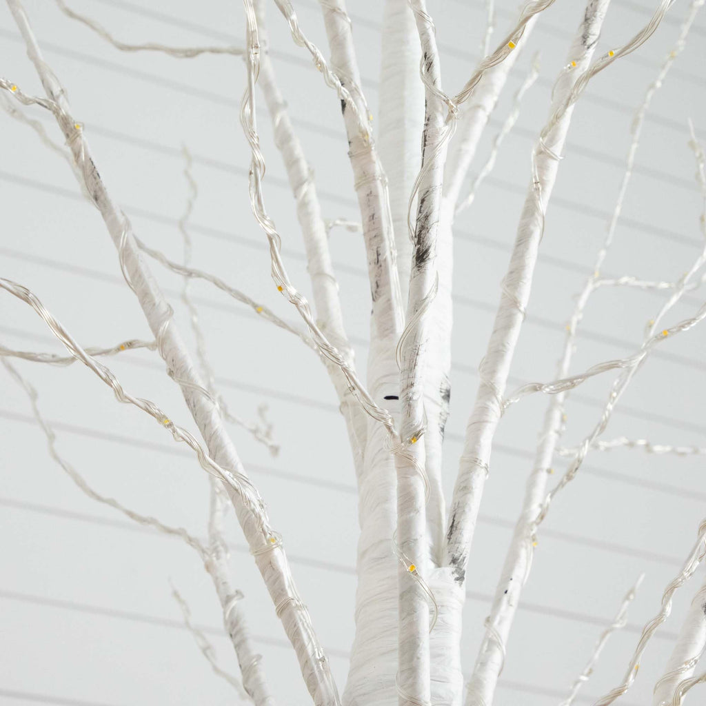 7-FT Pre-lit Artificial White Birch Tree with LED Lights M21018