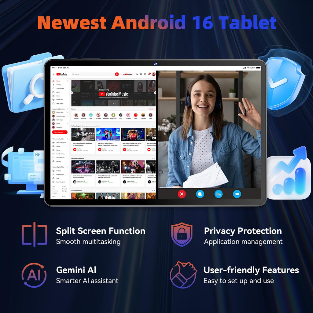 10.1 inch Android Tablet with 26GB RAM 128GB ROM Z5270