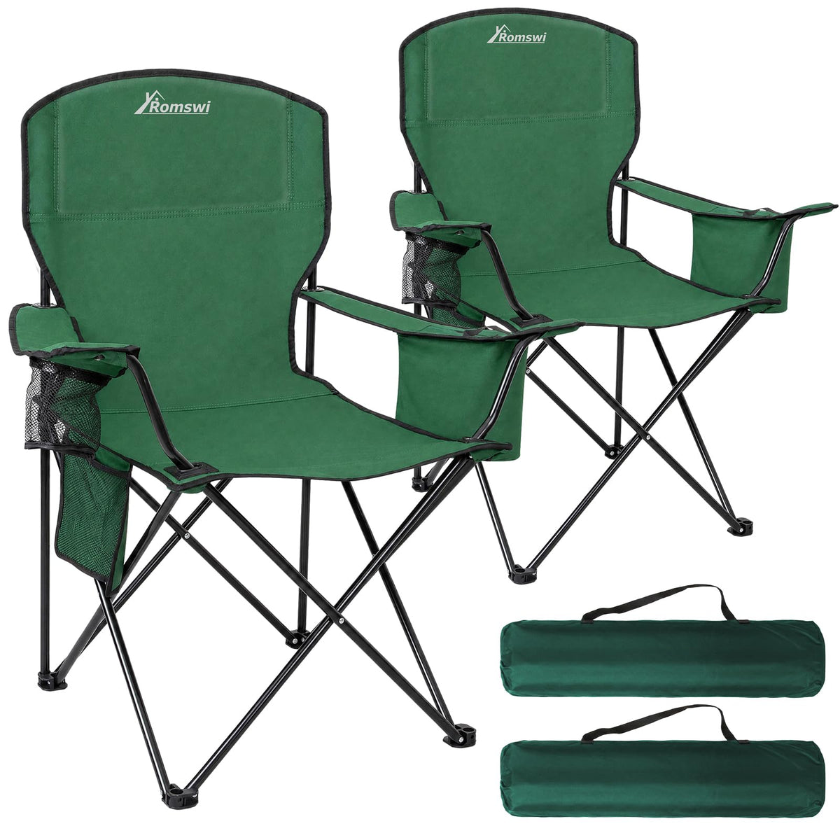 2 Pack Heavy Duty Folding Camping Chair with Cooler Bag E85939