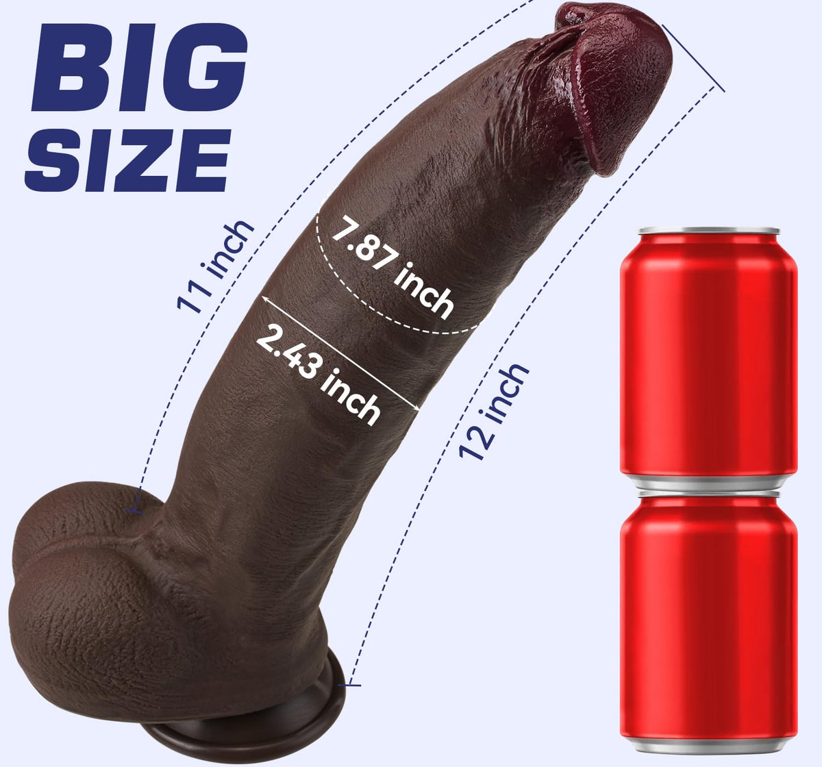 12 Inch Black Realistic Dildo with Suction Cup W94448