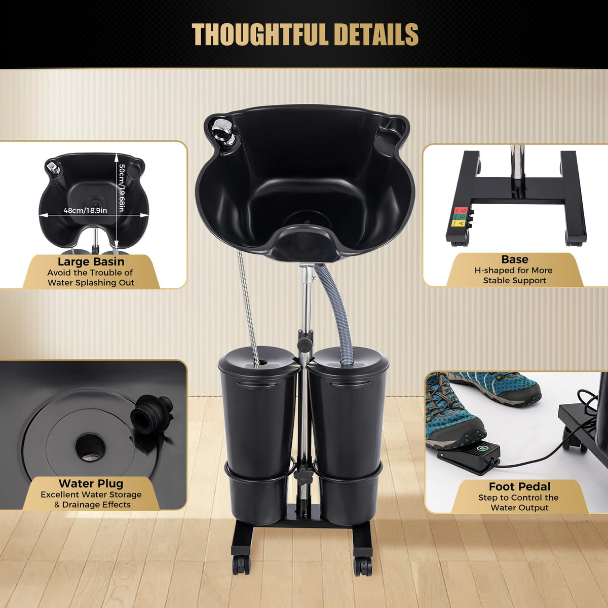 Portable Shampoo Bowl with 2 Water Tanks J50536