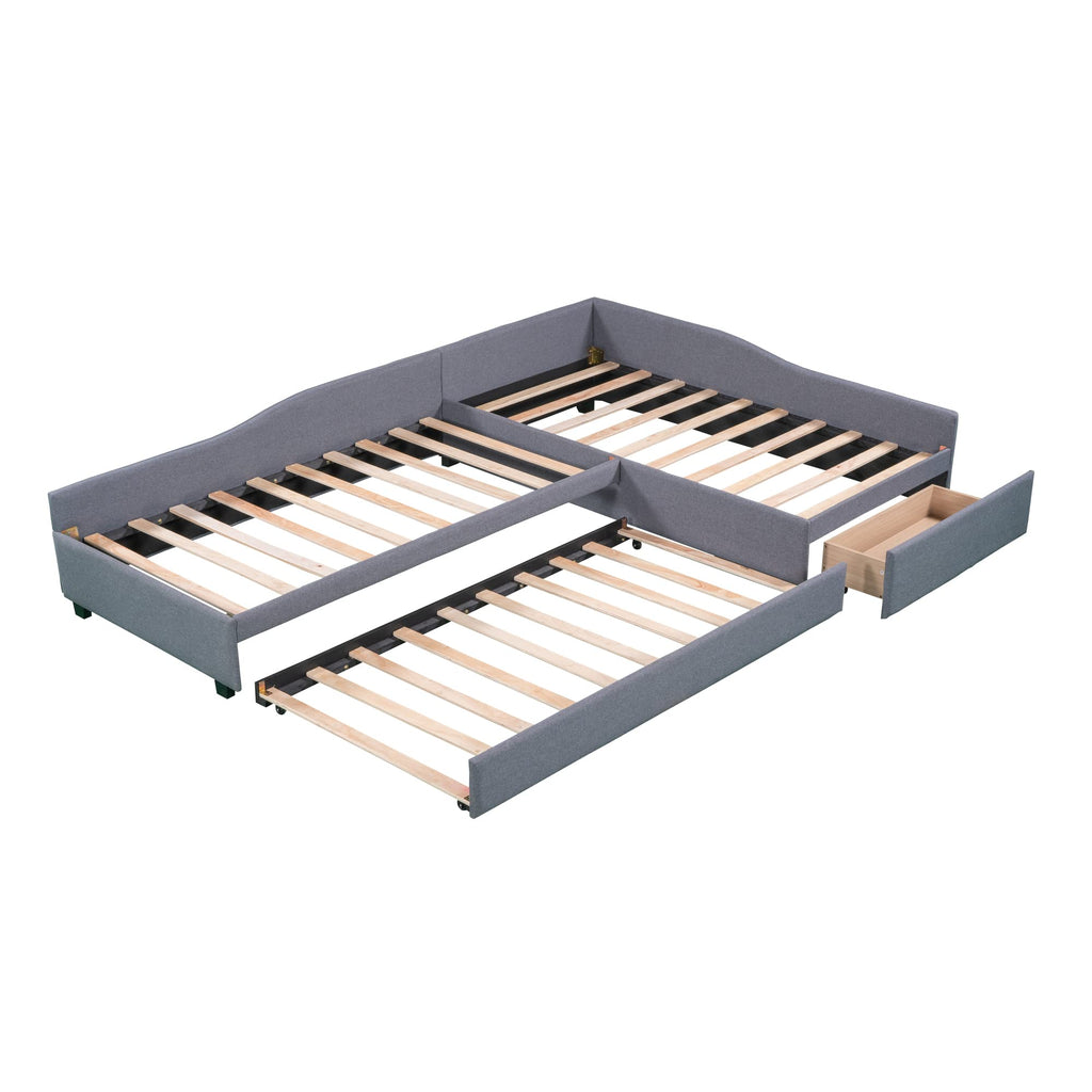 L Shaped Twin Daybed with Trundle and Storage Drawers X421