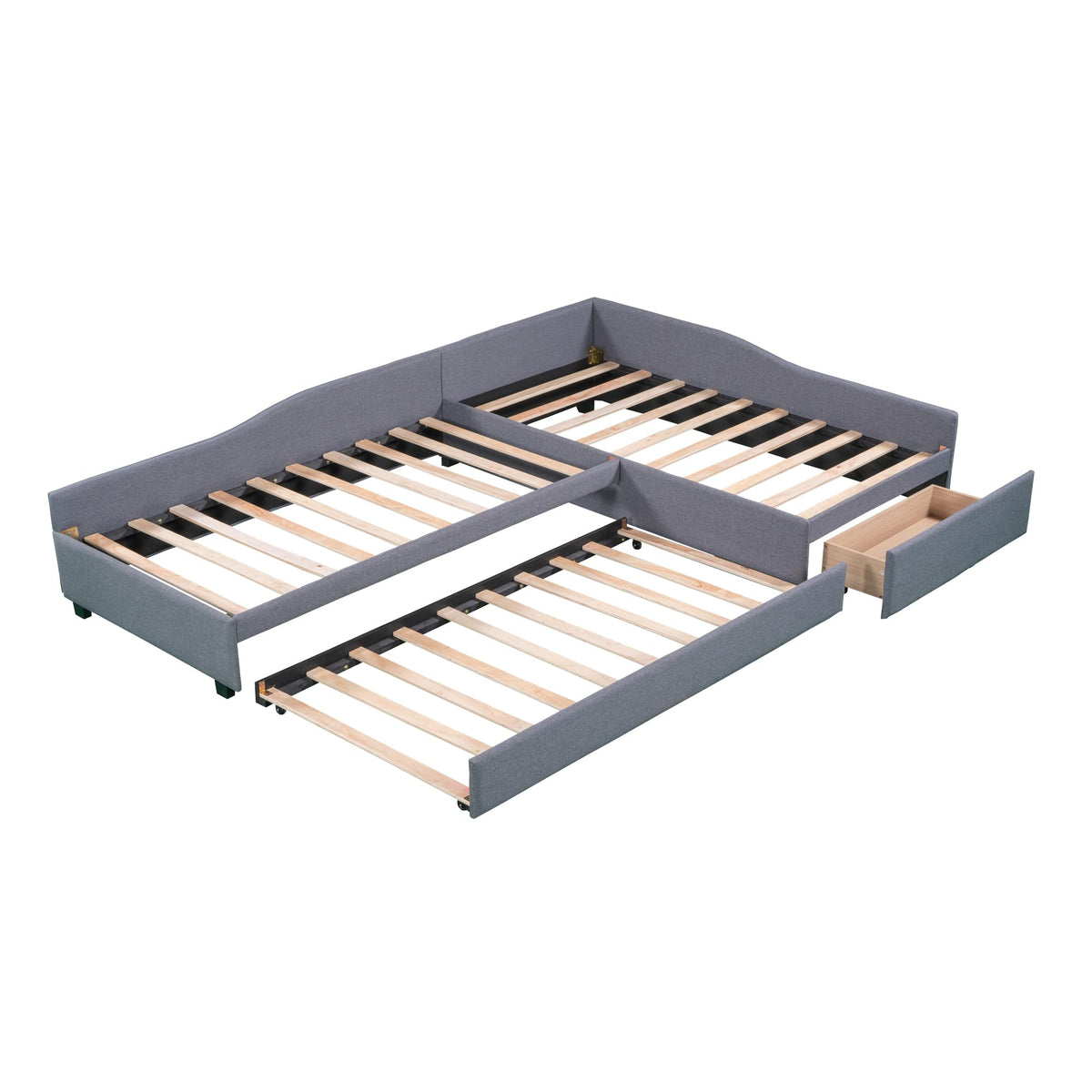 L Shaped Twin Daybed with Trundle and Storage Drawers X421