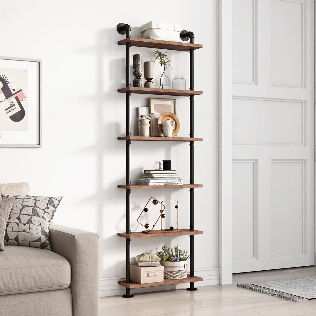 Industrial Pipe Rustic Wood Bookshelf Y6662