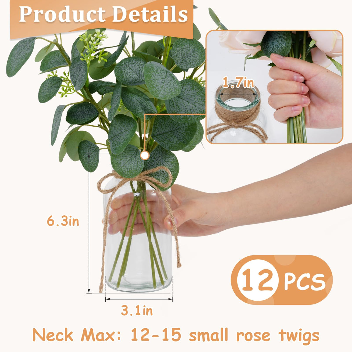 Set of 12 Clear Glass Vases Z798