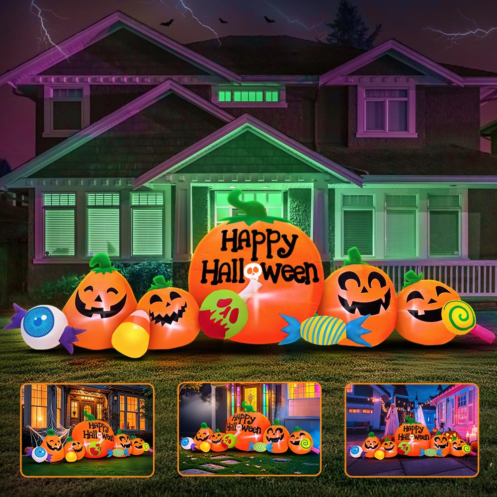 8FT Inflatable Pumpkin Outdoor Decoration with LED K55269