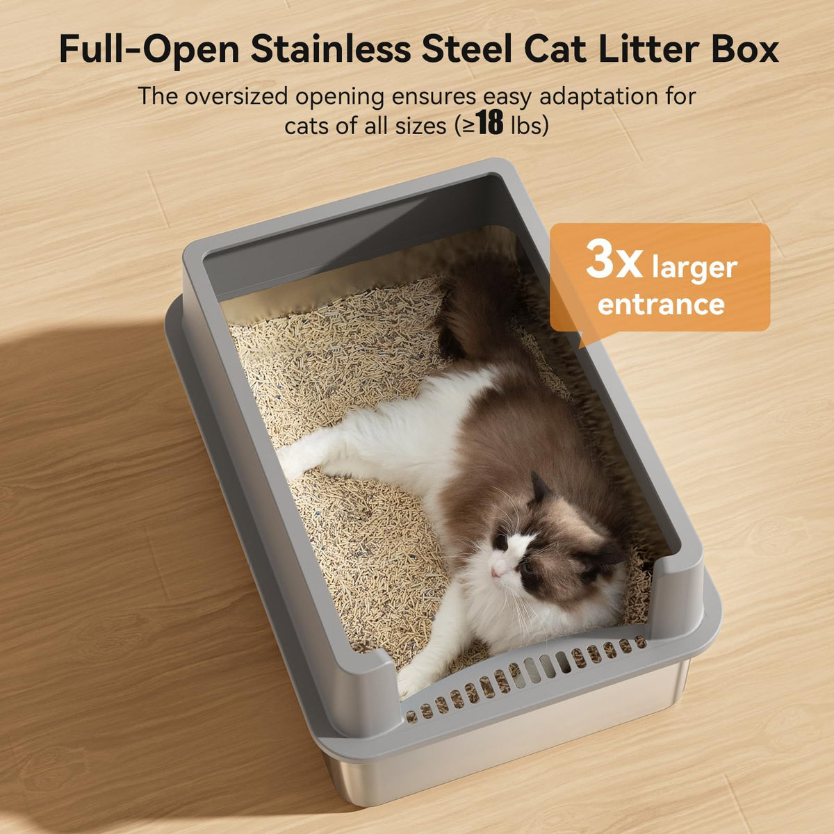 2 Pack 28" Extra Large Stainless Steel Cat Litter Boxes with Lid J92916