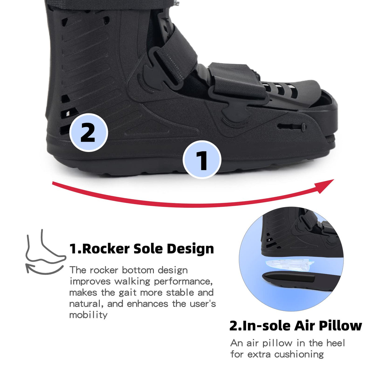 Black Medium Inflatable Walking Boot E6988