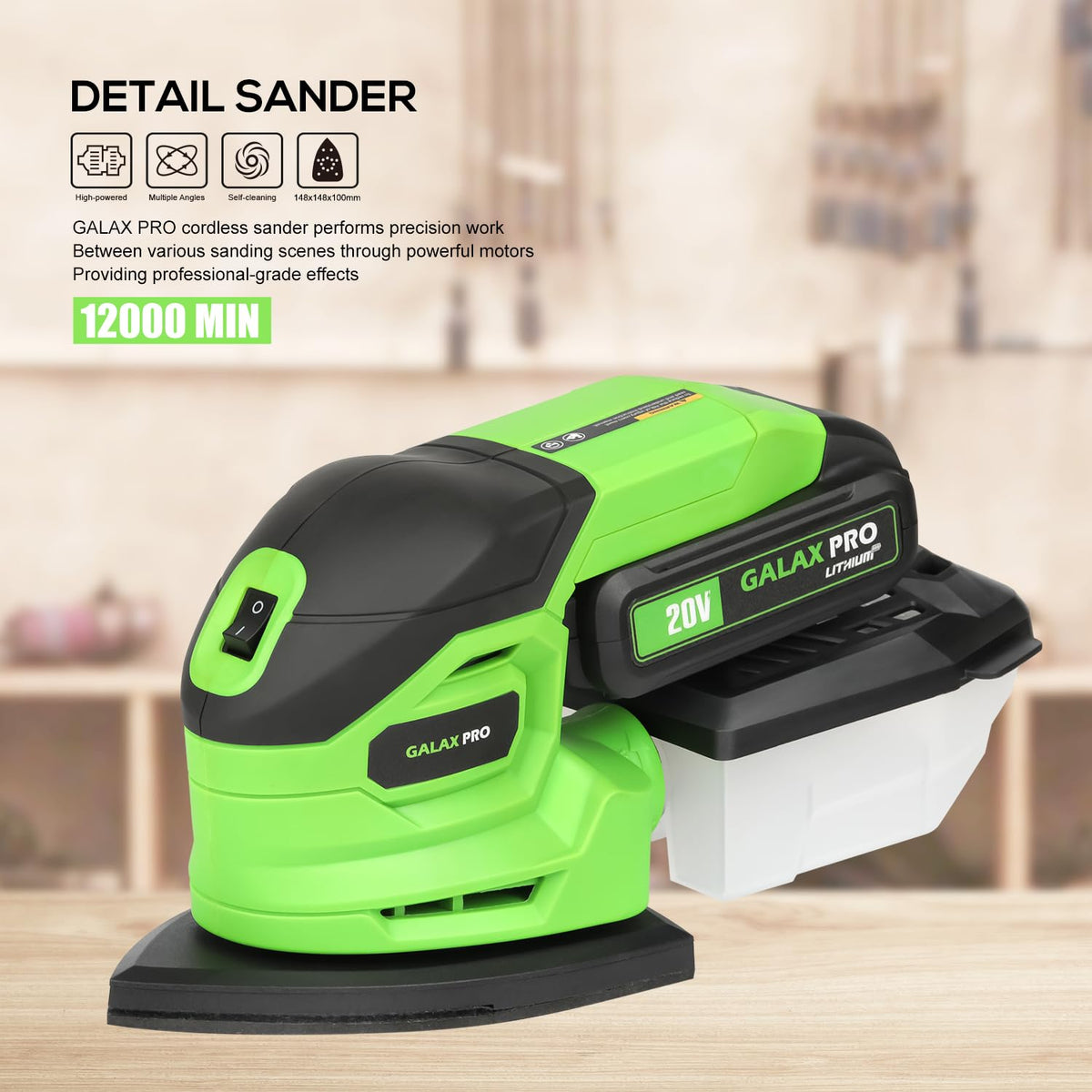 Cordless Detail Sander 2.0Ah Battery, 20 Pcs Sandpapers V228