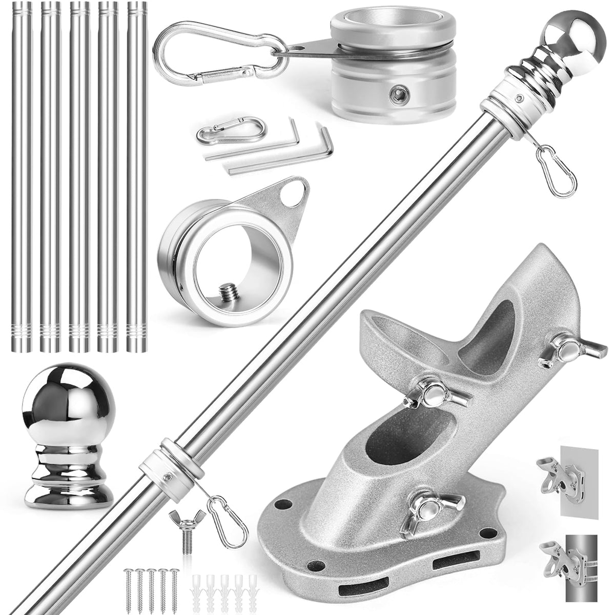 Stainless Steel 6 FT Flag Pole Kit H624